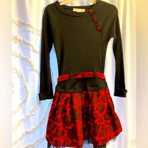 Gal or Valentines! Sweet Heart Rose Girl’s 10-12, red and black lace fancy dress